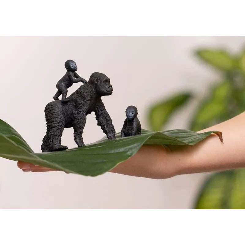 schleich WILD LIFE familia de gorilas, 3 año(s), jungla, animales salvajes / juguete de aventuras, negro, gris