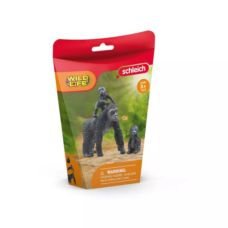 schleich WILD LIFE familia de gorilas, 3 año(s), jungla, animales salvajes / juguete de aventuras, negro, gris