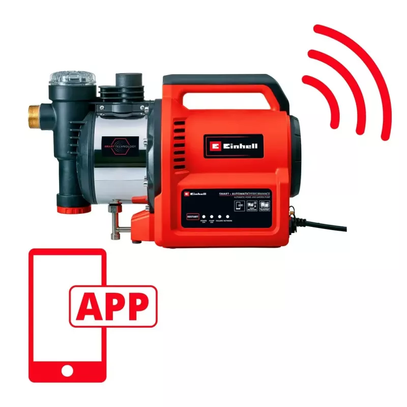 Bomba de agua EINHELL GE‑AW 1144 SMART — 1100 W, control por app, riego de jardín y trasvase de agua