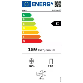Frigorífico combi Bosch Serie 4 KGN36VXCT Independiente 321 L Acero inoxidable
