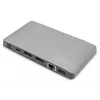 DIGITUS base de acoplamiento USB-C – 2x USB Type-C / 2x USB 3.0 10 Gbit/s / USB 3.0 5 Gbit/s / 2x DP / GbE / Micro-SD / SD / 3,5 mm – 60 W USB Power Delivery