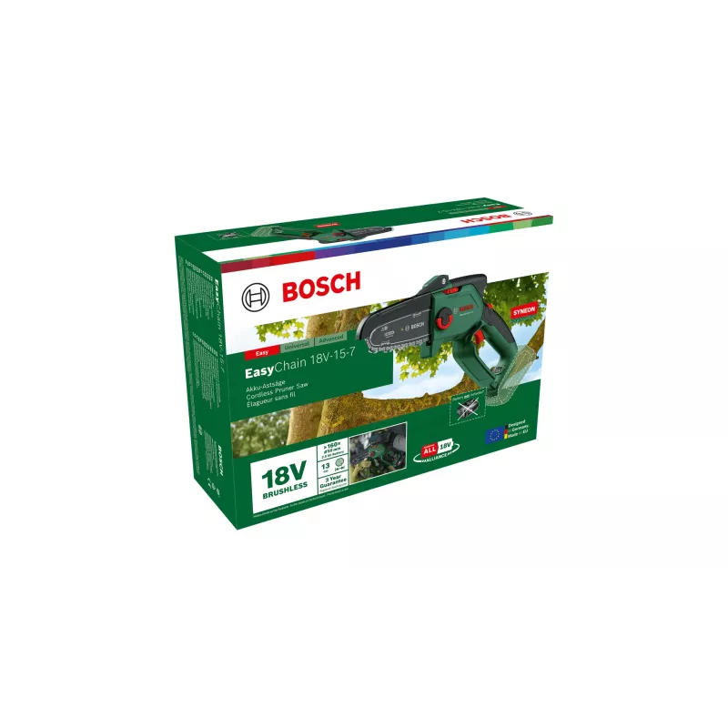 Motosierra eléctrica Bosch EasyChain 18V-15-7, sierra de mano inalámbrica 1,3 kg