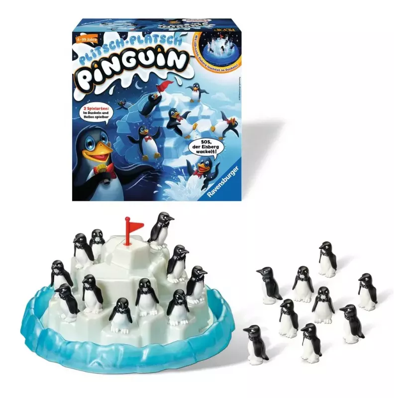 Ravensburger 213252 Plitsch-Platsch Pinguin juego de habilidad, a partir de 4 años
