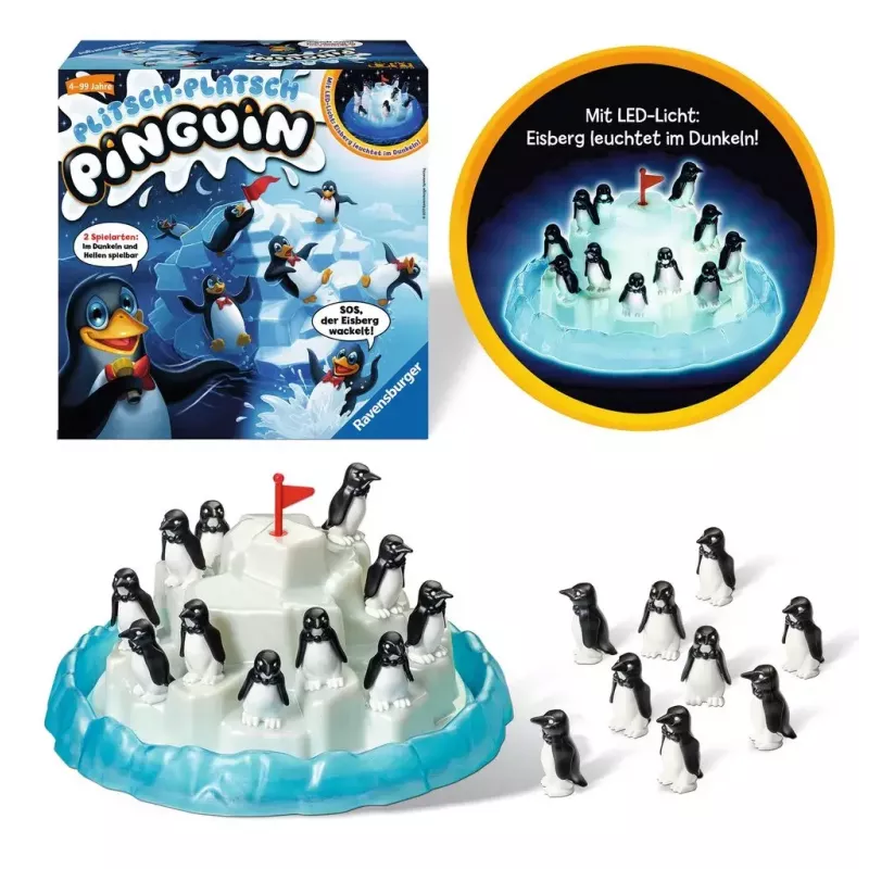 Ravensburger 213252 Plitsch-Platsch Pinguin juego de habilidad, a partir de 4 años