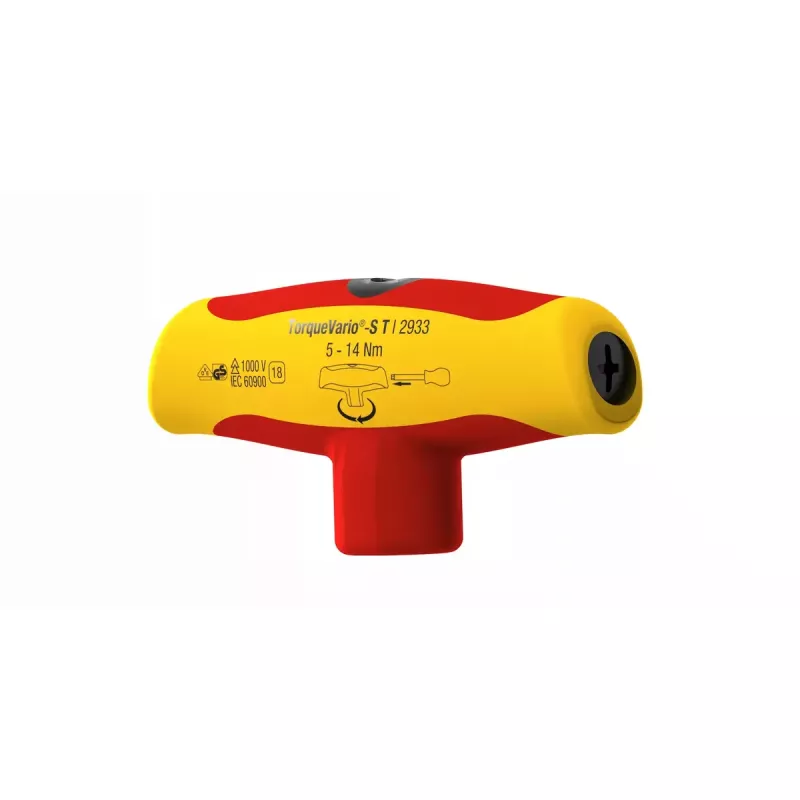Wiha TorqueVario-S T electric 2933 destornillador dinamométrico con mango en T, 5-14 Nm