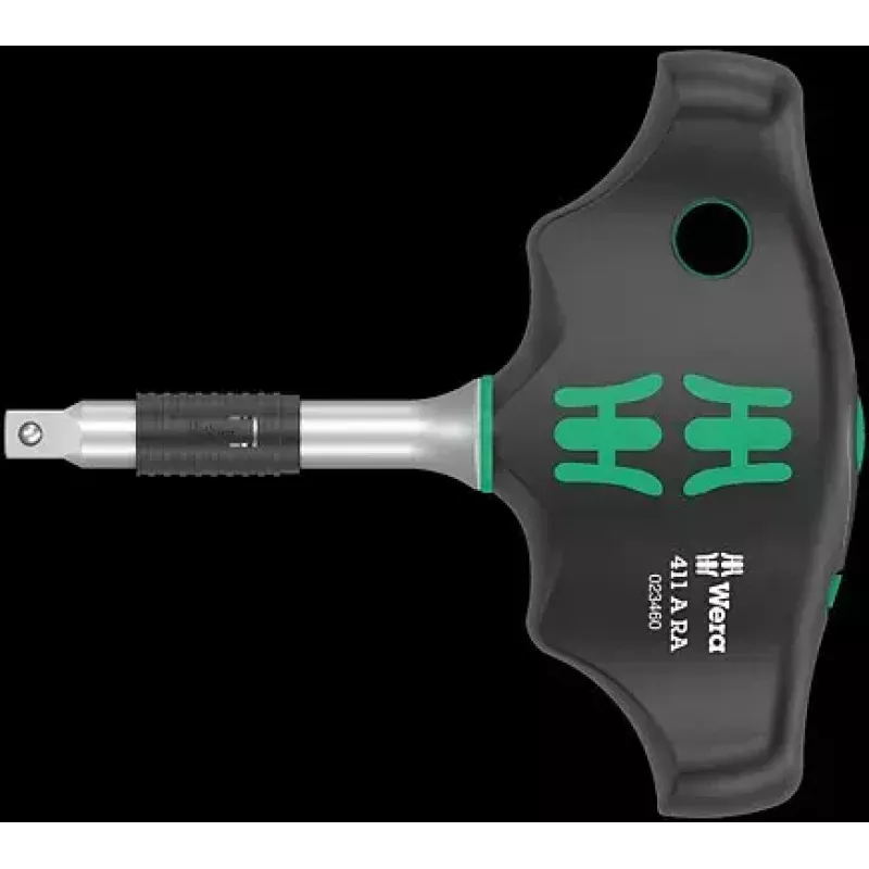 Wera 411 A RA destornillador adaptador de mango transversal con función de carraca, 1/4 pulgada