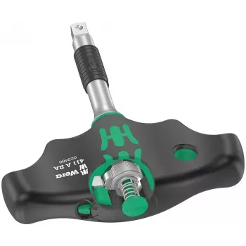 Wera 411 A RA destornillador adaptador de mango transversal con función de carraca, 1/4 pulgada