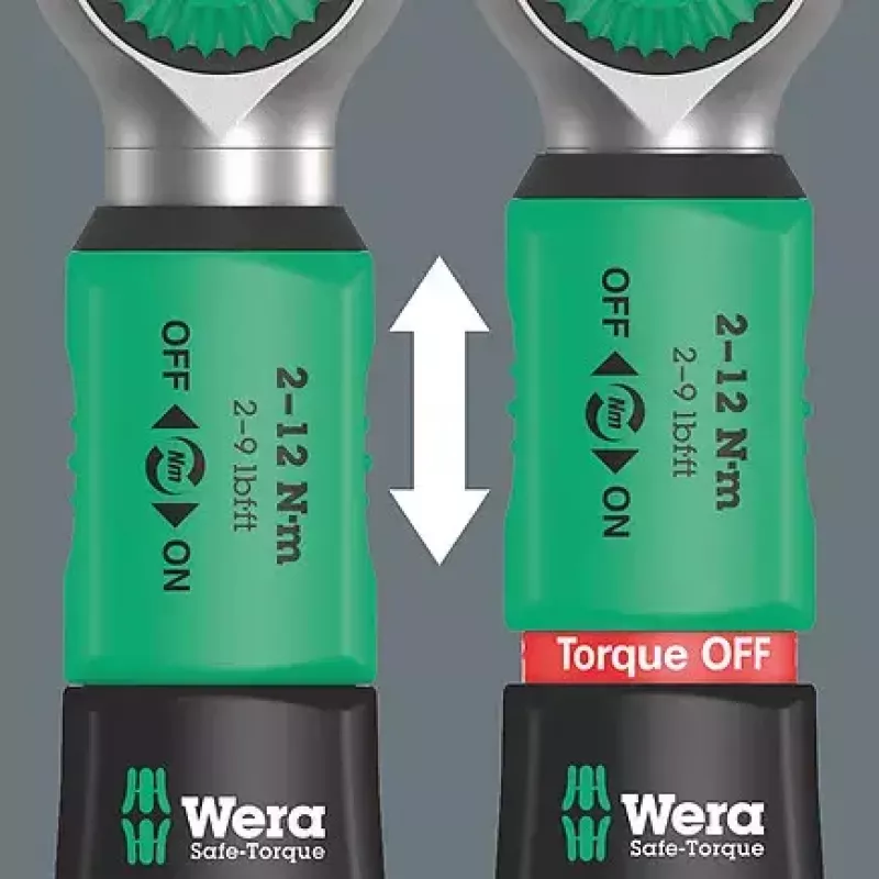 Wera 05075800001 Safe-Torque A 1 llave dinamométrica, accionamiento cuadrado de 1/4", 2-12 Nm, negro/verde