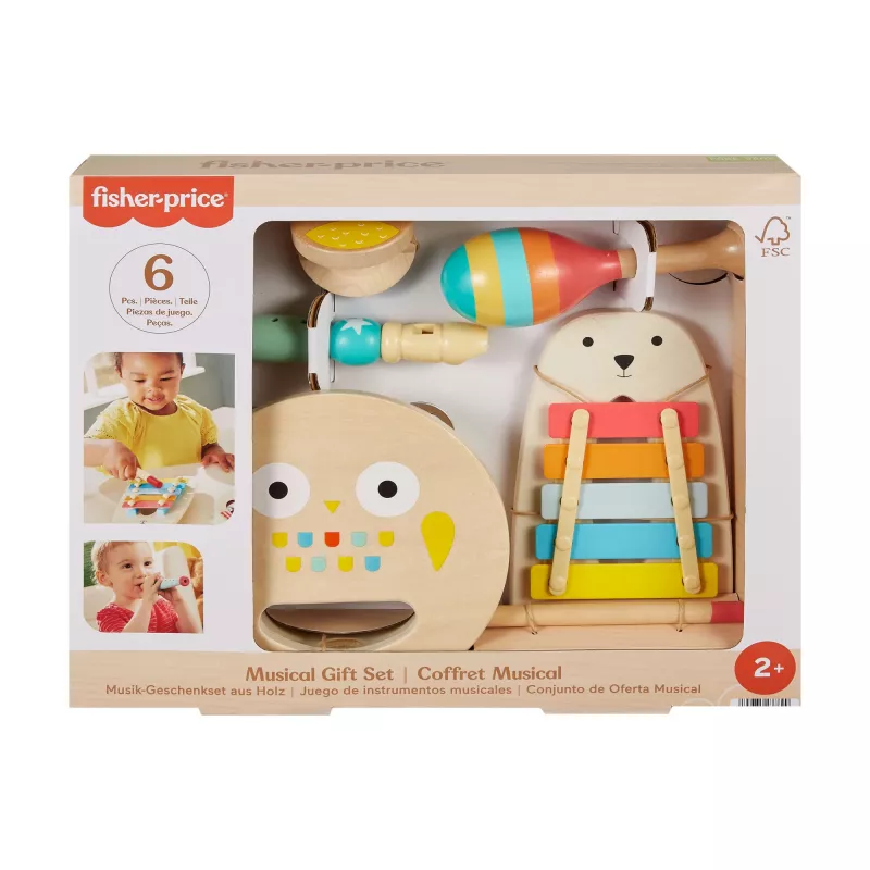 Mattel Set de regalo musical con instrumentos de madera para niños pequeños
