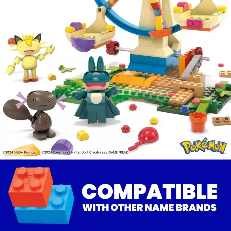MEGA Pokémon Riesenrad-Spaß set de construcción, con 4 figuras de acción (393 piezas) para niños