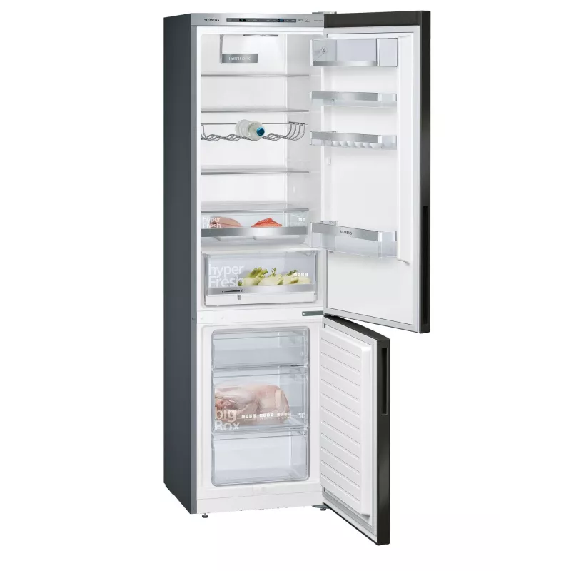 Siemens iQ500 KG39E8XBA frigorífico combinado de libre instalación, 343 L (249 L + 94 L), 201 cm, clase energética B, negro / acero inoxidable