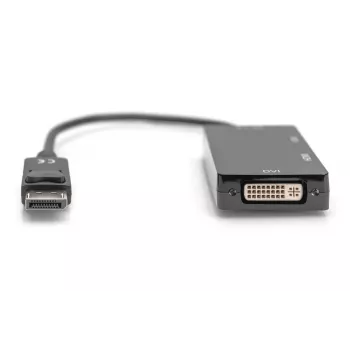 Cable adaptador DisplayPort DIGITUS ASSMANN, DP - HDMI+DVI+VGA M-F/F/F, 20 cm cable multimedia 3 en 1, CE, negro