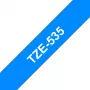 Cinta para etiquetas Brother TZe535 12mm blanco sobre azul