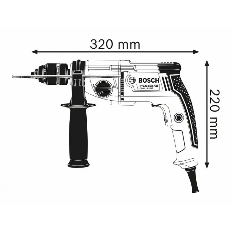 Bosch GBM 13-2 RE Professional taladro, 750 W, 3000 rpm, 39,5 Nm, portabrocas de apriete rápido, azul