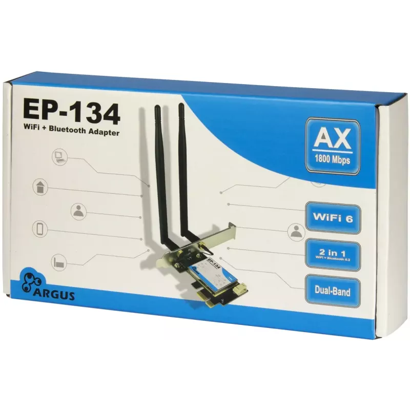 Inter-Tech Argus EP-134 adaptador interno WLAN y Bluetooth, 1800 Mbit/s