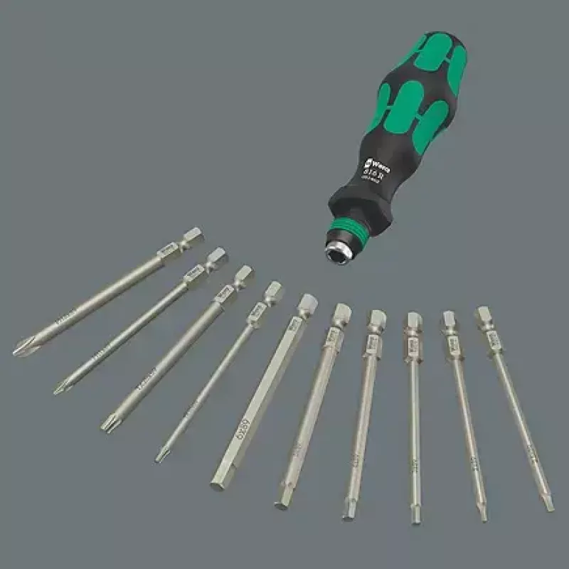 Wera 9532 05136042001 juego de taller para remachar cadenas, 20 piezas, incl. carraca reversible para puntas 1/4", negro/verde