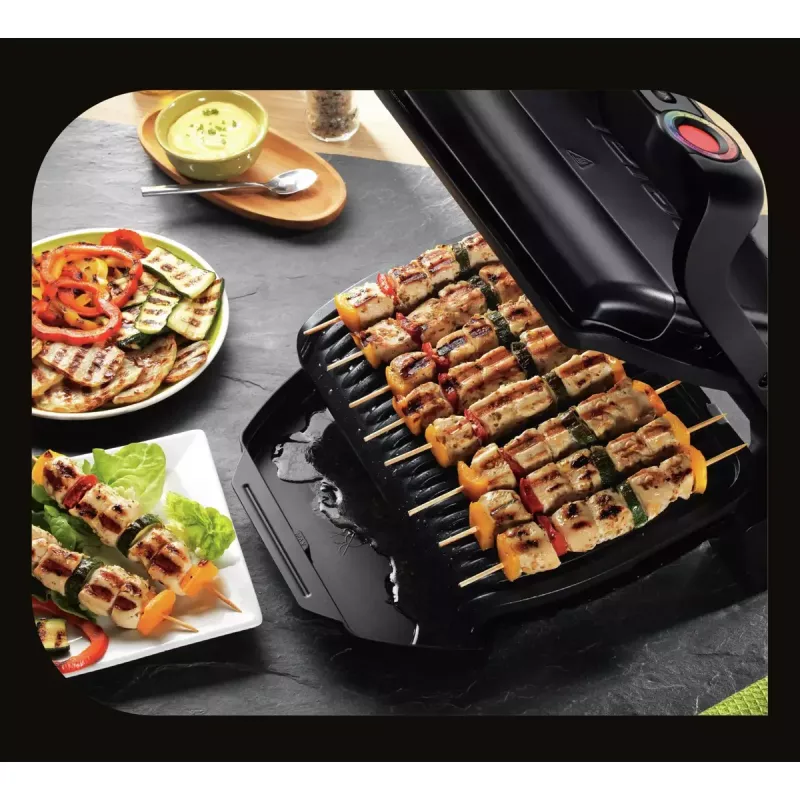 Parrilla de contacto Tefal GC7148 — 2000 W, carcasa de acero inoxidable, rectangular, termostato regulable, superficie de parrilla, 365×365×175 mm