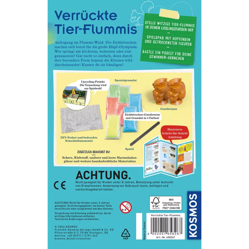 Kosmos 658267 Verrückte Tier-Flummis kit de experimentos, a partir de 8 años
