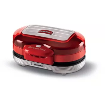 Ariete 205 Hamburger Maker Party Time, máquina de hamburguesas, 1200 W, placas dobles antiadherentes, 2 compartimentos, fácil de limpiar, rojo