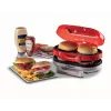 Ariete 205 Hamburger Maker Party Time, máquina de hamburguesas, 1200 W, placas dobles antiadherentes, 2 compartimentos, fácil de limpiar, rojo