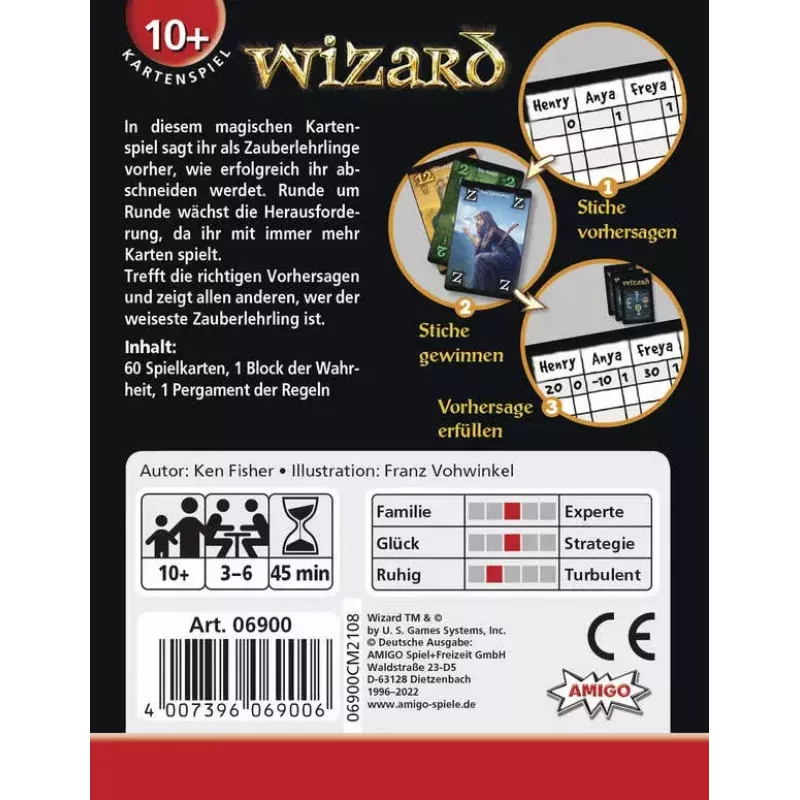 Juego de cartas AMIGO Wizard (modelo 06900) — juego de estrategia para la familia, 10+ años, 45 min.