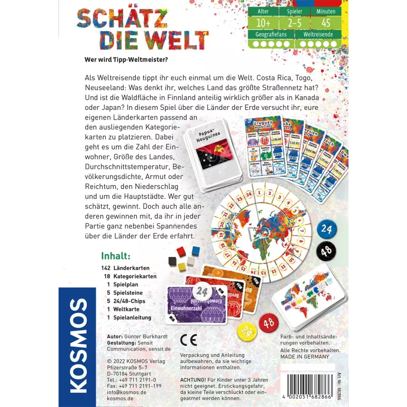 Kosmos Schätz die Welt 45 min juego de mesa educativo