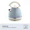 Ariete 2877 hervidor de agua Vintage, 1,7 l, inalámbrico, azul, 1,7 l, 2000 W, azul claro, indicador de nivel de agua, inalámbrico, filtración