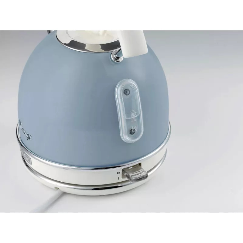Ariete 2877 hervidor de agua Vintage, 1,7 l, inalámbrico, azul, 1,7 l, 2000 W, azul claro, indicador de nivel de agua, inalámbrico, filtración
