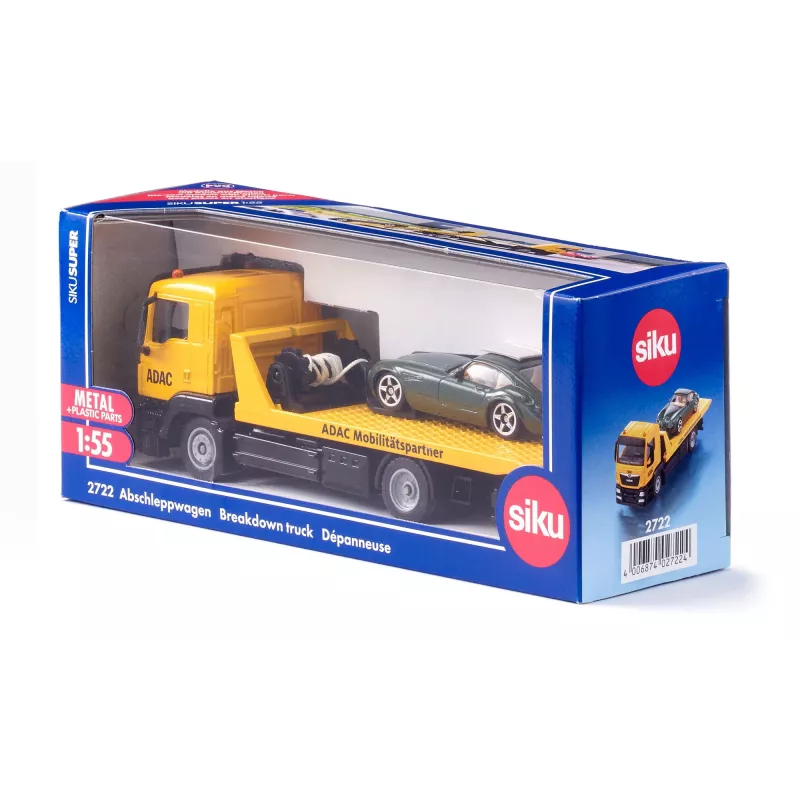Set de modelos de coche Siku MAN grúa de remolque ADAC, premontado escala 1:55, 58×170×57 mm
