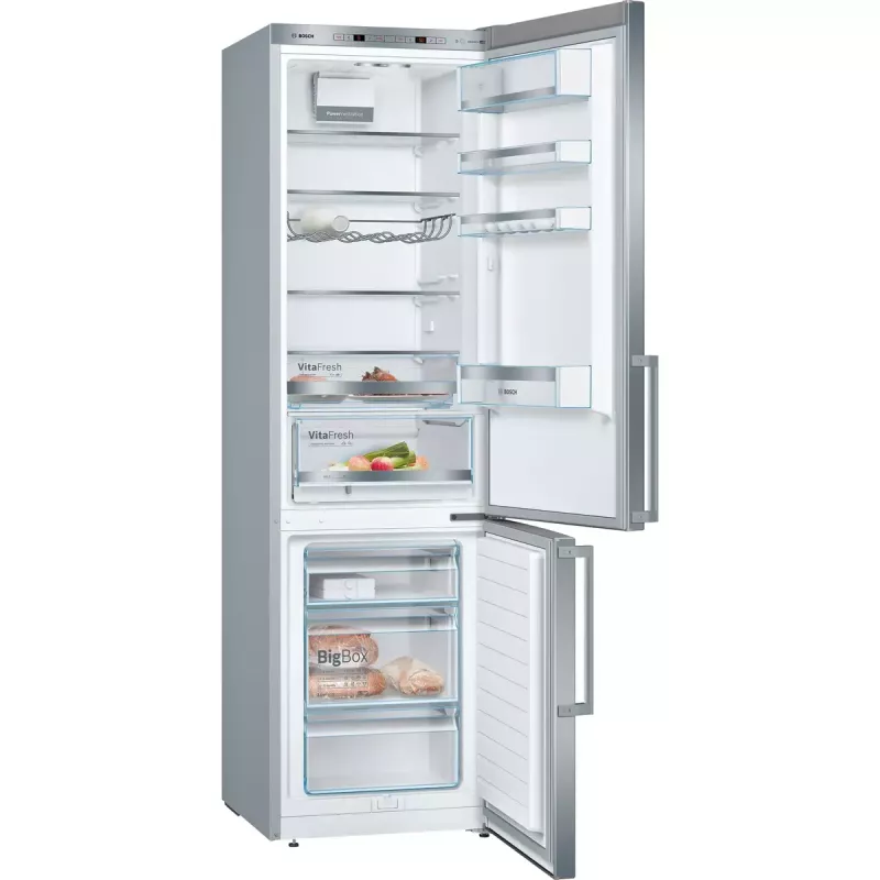 Bosch Serie 6 KGE398IBP frigorífico combi, 343 l (249 l frigorífico / 94 l congelador), clase energética B, 201 cm, puerta reversible, acero inoxidable