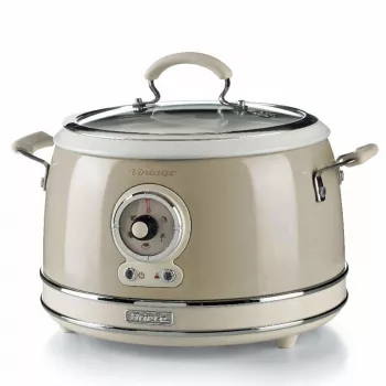 Ariete 2904 Olla arrocera – Olla arrocera eléctrica con cubeta de cerámica – Sushi casero – Multicocina – Vintage Line – 3,5 L – 650 W – Beige