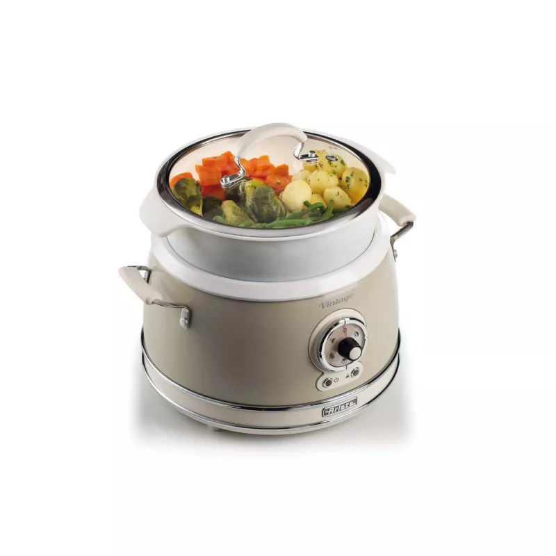Ariete 2904 Olla arrocera – Olla arrocera eléctrica con cubeta de cerámica – Sushi casero – Multicocina – Vintage Line – 3,5 L – 650 W – Beige