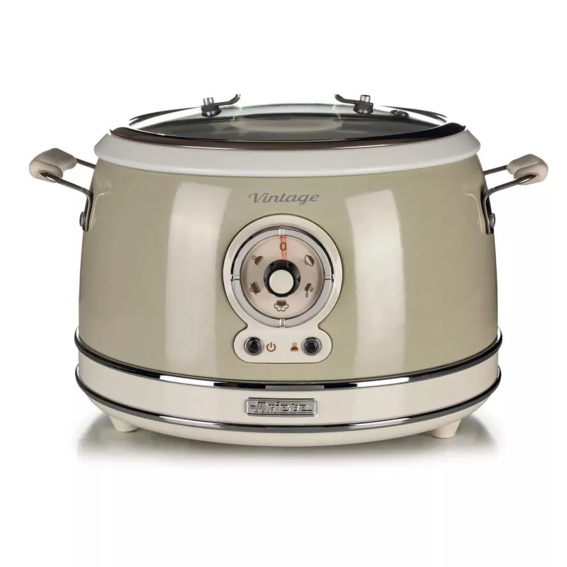Ariete 2904 Olla arrocera – Olla arrocera eléctrica con cubeta de cerámica – Sushi casero – Multicocina – Vintage Line – 3,5 L – 650 W – Beige