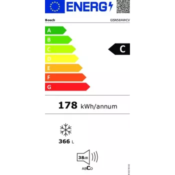 Congelador Bosch Serie 6 GSN58AWCV congelador vertical independiente 366 L Blanco