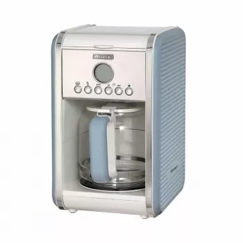 Ariete 1342 Cafetera americana, jarra de cristal templado, hasta 12 tazas, temporizador programable 24 horas, pantalla LCD, apagado automático, 2000 W, plástico, Azul