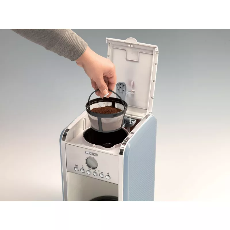 Ariete 1342 Cafetera americana, jarra de cristal templado, hasta 12 tazas, temporizador programable 24 horas, pantalla LCD, apagado automático, 2000 W, plástico, Azul