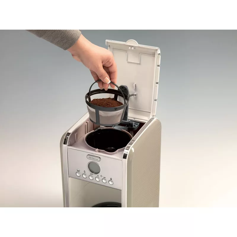 Ariete 1342 Cafetera americana, jarra de cristal templado, hasta 12 tazas, temporizador programable 24 horas, pantalla LCD, apagado automático, 2000 W, plástico, Beige