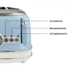Tostadora Ariete 156 4 rebanadas Vintage, 1600 W, 6 niveles de tostado, acero inoxidable lacado en azul pastel, sin cestas para sándwich. Azul