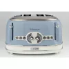 Tostadora Ariete 156 4 rebanadas Vintage, 1600 W, 6 niveles de tostado, acero inoxidable lacado en azul pastel, sin cestas para sándwich. Azul