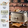 Tostadora Ariete 156 4 rebanadas Vintage, 1600 W, 6 niveles de tostado, acero inoxidable lacado en beige pastel, sin pinzas para sándwich