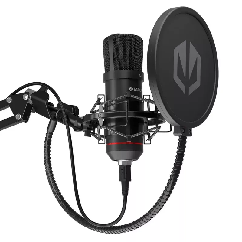 Micrófono para PC ENDORFY Solum — micrófono USB-C con cable, cardioide, 16 bits/48 kHz, 18–21000 Hz, soporte de mesa, cable de 2,9 m, salida para auriculares, filtro antipop