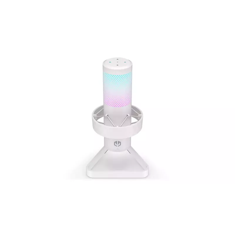 Micrófono para PC ENDORFY AXIS Streaming White — USB, cardioide, 30–18 kHz, 192 kHz/24 bits, soporte de mesa, silenciamiento, salida de auriculares