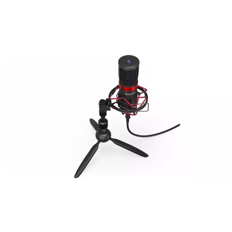 Micrófono para PC ENDORFY Solum Streaming T — cable USB, 24 bits/48 kHz, 18–21000 Hz, soporte de mesa, salida para auriculares, negro