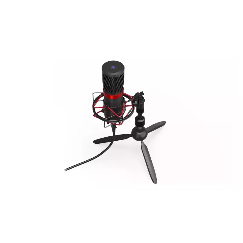 Micrófono para PC ENDORFY Solum Streaming T — cable USB, 24 bits/48 kHz, 18–21000 Hz, soporte de mesa, salida para auriculares, negro