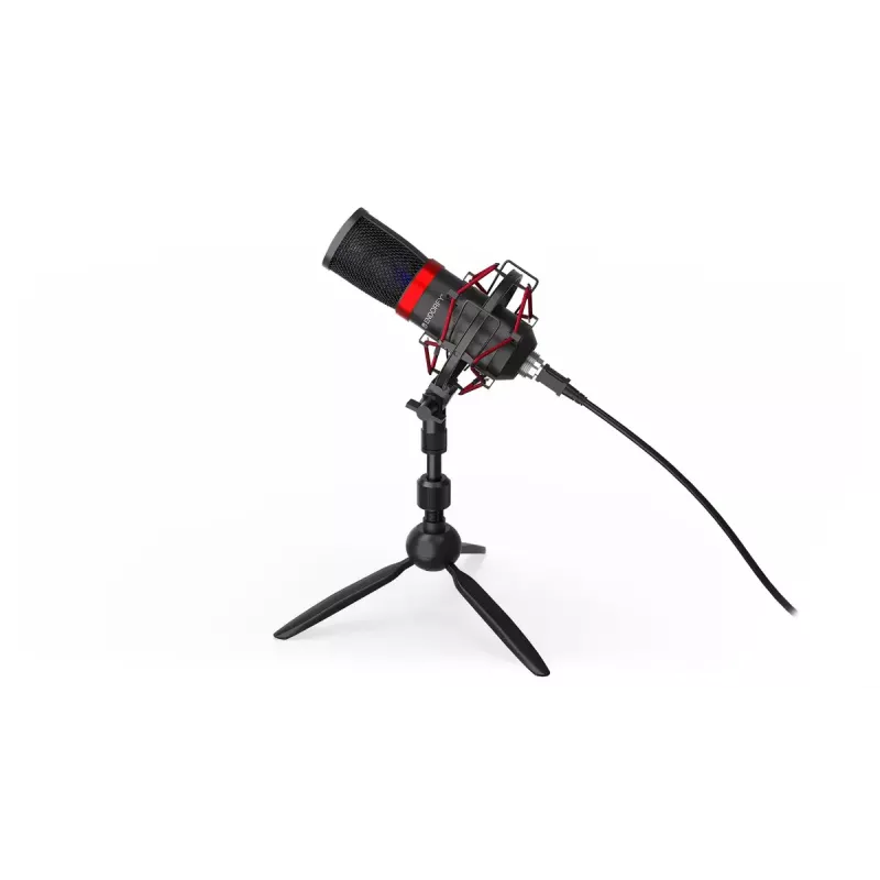 Micrófono para PC ENDORFY Solum Streaming T — cable USB, 24 bits/48 kHz, 18–21000 Hz, soporte de mesa, salida para auriculares, negro