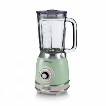Ariete 583, batidora vintage con jarra de vidrio de 1,5 litros, 4 cuchillas de acero inoxidable, 4 velocidades + pulse, 1000 vatios, verde