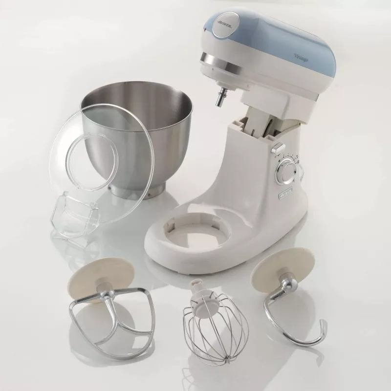 Ariete 1588 Vintage batidora amasadora, batidora planetaria para pan, pizza, tartas y bollería, capacidad 5,5 l, 7 velocidades, 2400 vatios, azul pastel