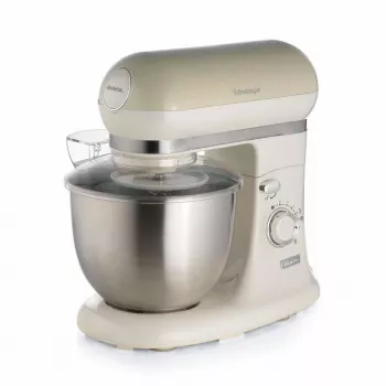 Ariete 1588 Vintage batidora amasadora, batidora planetaria para pan, pizza, tartas y bollería, capacidad 5,5 l, 7 velocidades, 2400 vatios, beige pastel