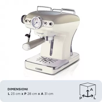 Cafetera espresso Ariete 1389 Vintage - cafetera espresso para café molido o cápsulas ESE, en color beige pastel