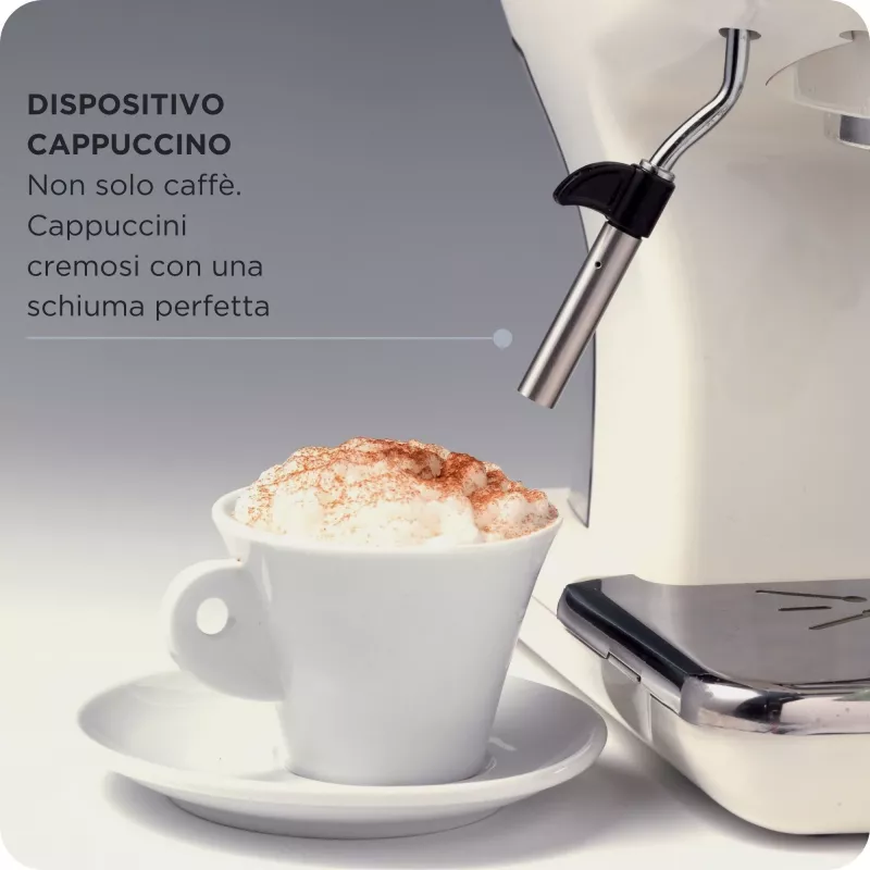 Cafetera espresso Ariete 1389 Vintage - cafetera espresso para café molido o cápsulas ESE, en color beige pastel